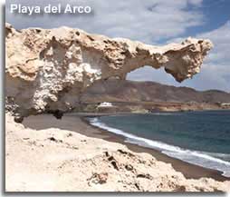 Rock formation beside Playa del Arco beachArco beach
