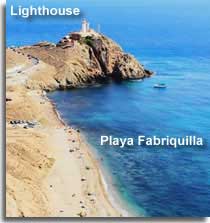 Playa Fabriquilla and the lighthouse on the Cabo de Gata headland