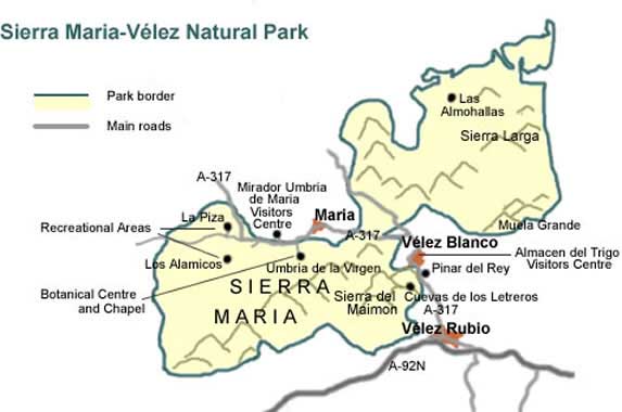 Map of Sierra Maria-Velez Natural Park
