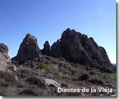 Dientes de la Vieja rock formations of Sierra del Saliente in the Almanzora mountains