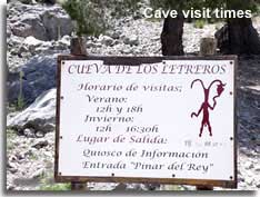 Visit times at the cave entrance