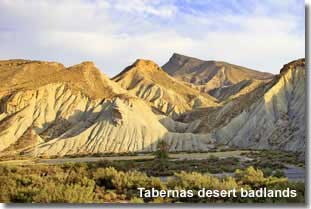 Badlands in the Tabernas Desert of Almeria in Spain